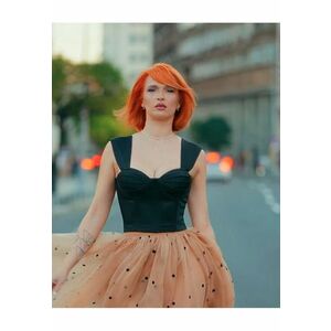 Corset satinat Vesper - Negru imagine
