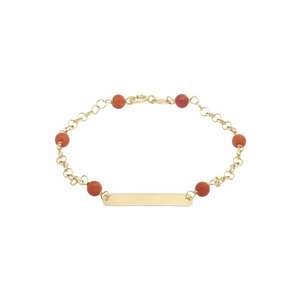 Bratara Pentru Copii cu Coral Natural si Placuta din Aur 18 Kt - 1.1 g imagine