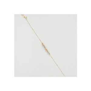 Bratara din Aur Galben - Alb - Roz de 18 k cu Bile Diamantate Lant Diamantat - Ajustabila - 1.50g imagine