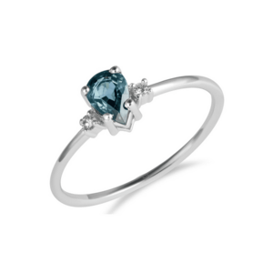 Inel Hanovra Aur Alb - 14K - Diamante de 0.03 Carate si Safir de 0.50 Carate imagine