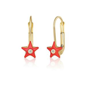 Cercei cu Tortite pentru Copii din Aur Galben de 18K cu Diamante de 0.05ct - Stea - imagine