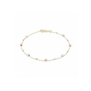 Bratara din Aur Galben - Alb - Roz de 18k cu Lant Diamantat - Ajustabila - 1.20g imagine