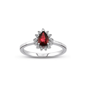 Inel Malmo Aur Alb - 14K - Diamante de 0.27 Carate si Rubin de 0.75 Carate imagine