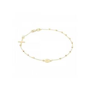Bratara Rozariu din Aur Galben de 14K cu Lant Diamantat si Bile - Ajustabila - 1.27g imagine