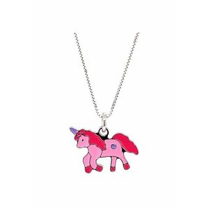 Colier Pentru Copii Unicorn Roz din Argint 925 - Placat cu Rodiu si Email - imagine