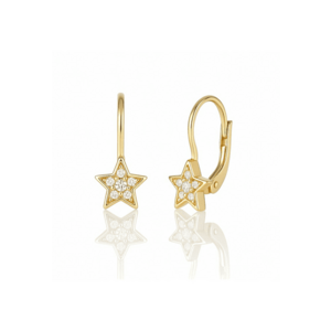 Cercei cu Tortite pentru Copii din Aur Galben de 14K cu Zirconia - Stea - imagine