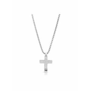 Lant Cruce pentru Barbati din Otel Inoxidabil si Pietre Cubic Zirconia - imagine