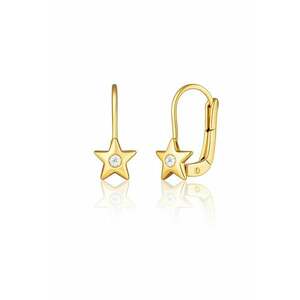 Cercei cu Tortite pentru Copii din Aur Galben de 18K cu Diamante de 0.05ct - Stea - imagine