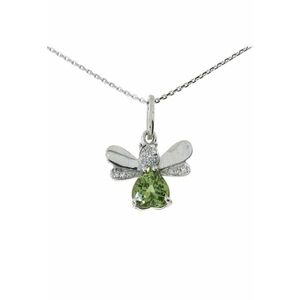 Colier din Aur Alb de 18K cu Diamante naturale de 0.03 Carate si Turmaline de 0.40 Carate imagine