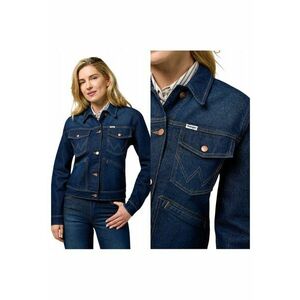 Jacheta Dama - Heritage Jacket - Regular Fit - Aspect Denim - Design Clasic - Maneci Lungi - Cu Nasturi - Bumbac - Albastru - Albastru inchis imagine