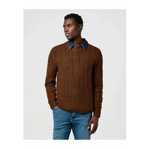 Pulover Barbati - Cable Knit Sweater - Regular Fit - Cu Guler - Caldura Si Confortabila - Design Clasic - Maneci Lungi - Poliester - Maro - Bronz imagine