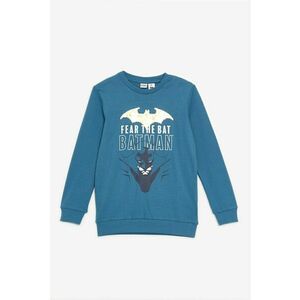 Bluza de trening cu decolteu la baza gatului si imprimeu grafic - Alb/Albastru prafuit imagine
