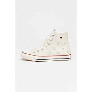Tenisi mid-cut cu tinte in forma de inima Chuck Taylor All Star - Alb murdar imagine
