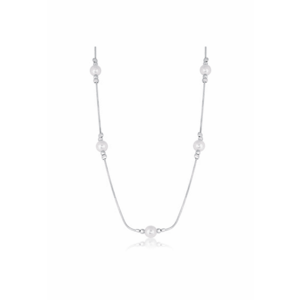Colier cu Perle Roz din Argint 925 - Placat cu Rodiu - 5.13g imagine
