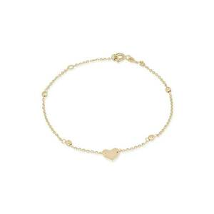 Bratara din Aur Galben de 14K cu Inima si Bile Diamantate - imagine