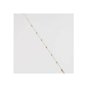 Bratara din Aur Galben - Alb de 18 k cu Bile Ovale Multicolore - Bile Diamantate si Lant Diamantat - Ajustabila - 1.27g imagine