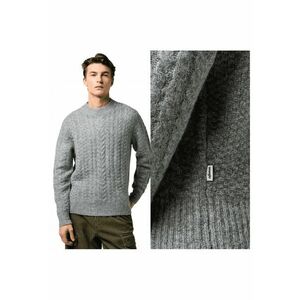 Pulover Barbati - Cable Knit Sweater - Regular Fit - Decolteu Rotund - Caldura Si Confortabila - Design Clasic - Maneci Lungi - Poliester - Gri - Gri imagine