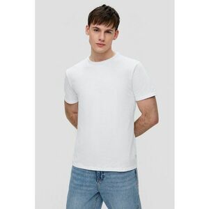 Tricou regular fit cu decolteu la baza gatului si terminatie plisata - Alb imagine