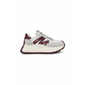 Pantofi sport de piele intoarsa si material textil - Alb/Gri deschis/Violet pruna imagine