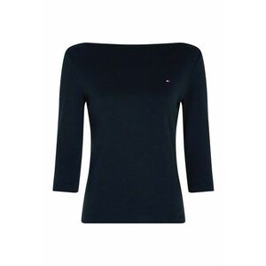 Bluza slim-fit de bumbac cu maneci trei sferturi - Bleumarin imagine