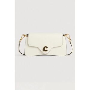 Geanta de piele cu clapa C-Em Calf & Marb - Alb fildes imagine