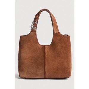 Geanta hobo de piele intoarsa C-Easy - Caramel imagine