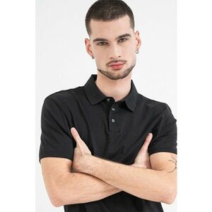 Tricou polo slim fit din bumbac - Negru imagine
