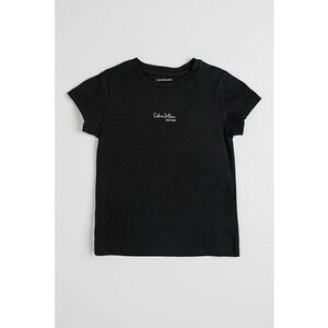 Tricou cu decolteu la baza gatului si imprimeu logo - Negru imagine