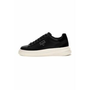 Pantofi sport flatform din piele cu imprimeu logo lateral - Negru imagine