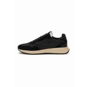 Pantofi sport low-cut cu garnituri din piele intoarsa - Negru imagine