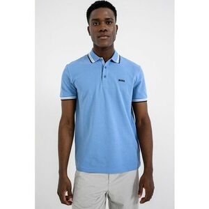 Tricou polo regular fit din bumbac pique cu margini contrastante Paddy - Albastru lavanda imagine