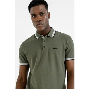 Tricou polo regular fit din bumbac pique cu margini contrastante Paddy - Kaki inchis imagine