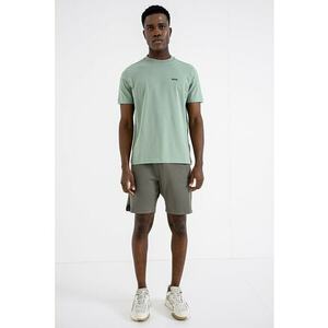 Tricou cu logo discret si decolteu la baza gatului - Verde feriga imagine