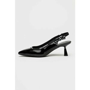 Pantofi slingback din piele lacuita cu barete cu catarama - Negru imagine