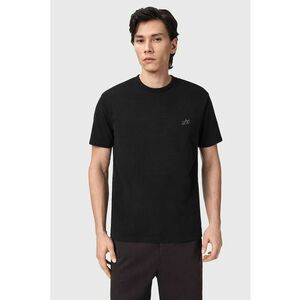 Tricou de bumbac cu decolteu la baza gatului - Negru imagine