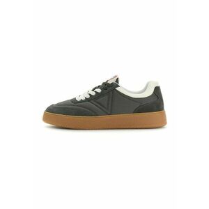 Pantofi sport low-cut cu garnituri din piele intoarsa - Gri inchis imagine