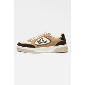 Pantofi sport low-cut din piele si piele intoarsa - Maro camel/Crem imagine