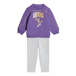 Set de pantaloni de trening si bluza de trening cu imprimeu - 2 piese - Gri deschis/Portocaliu/Violet imagine
