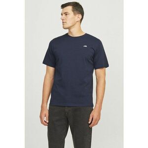 Tricou de bumbac cu decolteu la baza gatului - Bleumarin imagine
