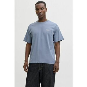 Tricou de bumbac organic cu imprimeu logo - Albastru prafuit imagine