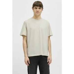 Tricou lejere din bumbac cu imprimeu logo - Maro nisip imagine