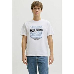 Tricou din amestec de bumbac cu imprimeu text - Alb imagine