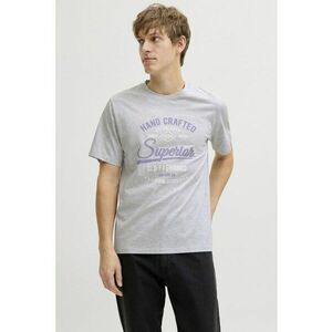 Tricou din amestec de bumbac cu imprimeu text - Gri deschis melange imagine