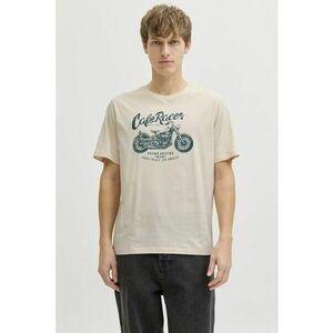 Tricou de bumbac cu imprimeu text - Crem imagine