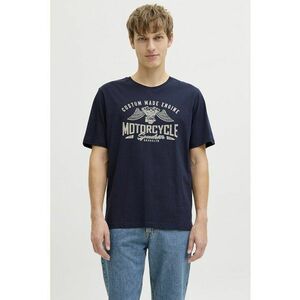Tricou de bumbac cu imprimeu text - Bleumarin imagine