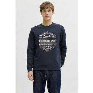 Bluza de trening din amestec de bumbac cu imprimeu text - Bleumarin imagine