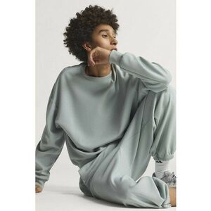 Pantaloni de trening din amestec de modal cu snururi - Albastru aquamarin imagine