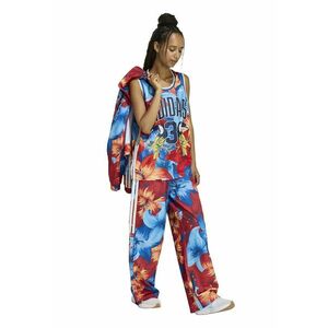Pantaloni de trening ampli cu model floral - Alb/Rosu inchis/Albastru imagine