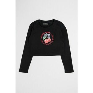 Bluza crop cu imprimeu logo - Negru imagine