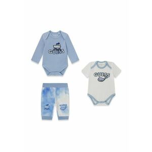 Set de body cu imprimeu si pantaloni - 3 piese - Alb/Albastru prafuit imagine
